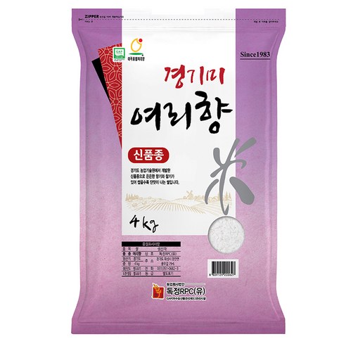 독정RPC 2024년산 햅쌀 경기미 여리향 쌀, 상등급, 4kg, 1개