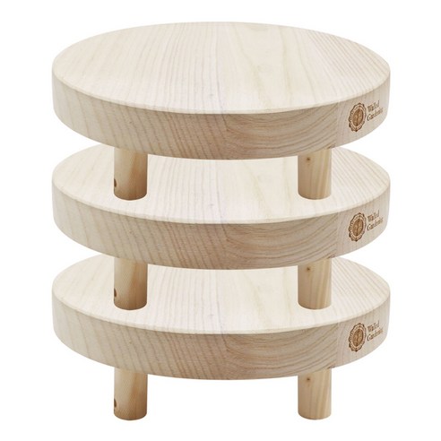 월드가드닝 다용도 원목 원형 화분 받침대, 3개, W30(지름 30cm x 높이 10cm), 내추럴