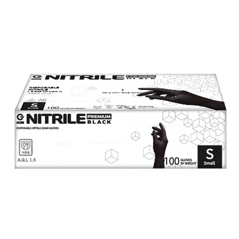 지클럽 프리미엄 고중량 니트릴 장갑 100p, 블랙, 소(S), 1개