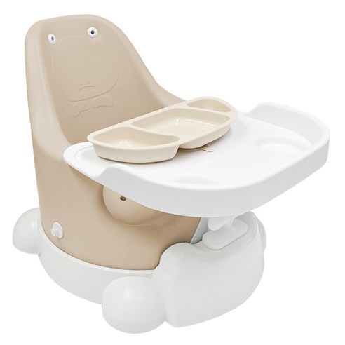 젤리맘 유아용 무나 부스터체어 + 트레이 + 카트 + 흡착식판 세트, 앰버베이지(체어), 크림베이지(식판)
