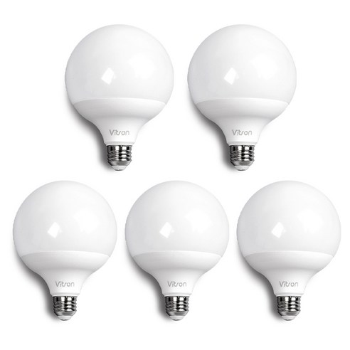비츠온 LED 볼전구 램프 숏타입 15W, 5개, 전구색