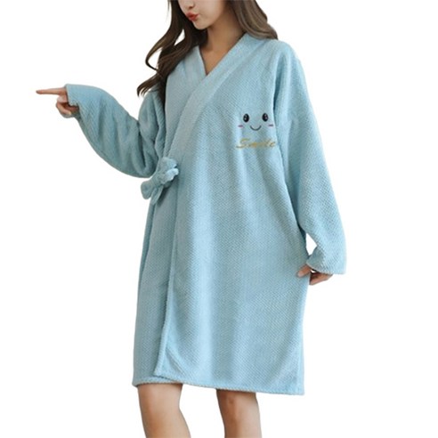 소니오 스트랩 스마일 잠옷 샤워 가운 ONE SIZE, 05 블루 긴팔, 1개