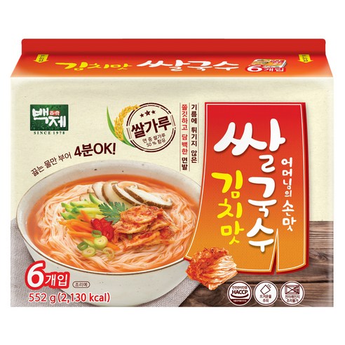 백제 김치맛 쌀국수 멀티팩, 552g, 2개