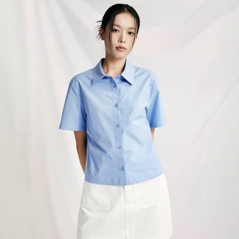 미쏘 여성용 세미 크롭 반팔 셔츠
