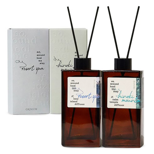 그리니움 힐 디퓨저, 리조트 스파 , 히노키 마운틴, 150ml, 2개
