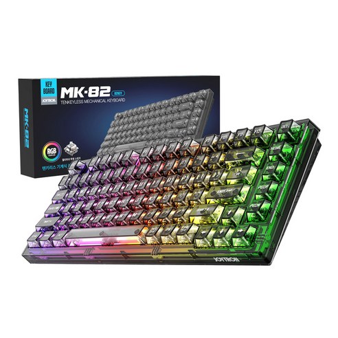 조이트론 투명 LED 게이밍 기계식 유선키보드, 화이트, MK82