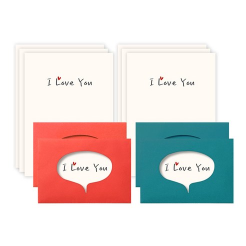 말풍선 편지지 8p + 봉투 4p 세트, ILoveYou(편지지), 랜덤발송(봉투), 1개 카드/엽서/봉투