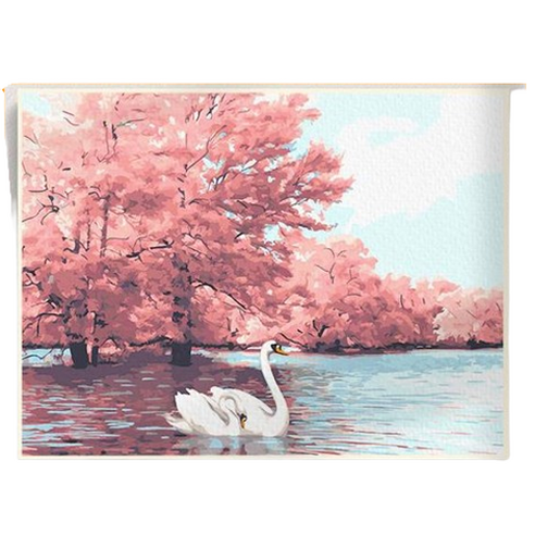 아이러브페인팅 DIY 캔버스형 명화 그림그리기 가을과 백조 한 쌍 40 x 50 cm, 혼합색상