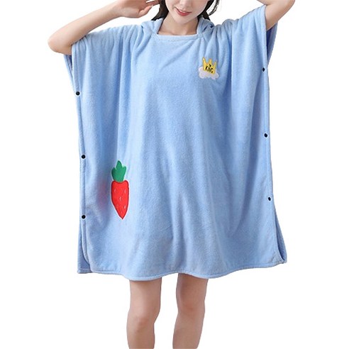 데이소이 상큼 후르츠 샤워 가운 90 x 180 cm, 딸기 블루, 1개