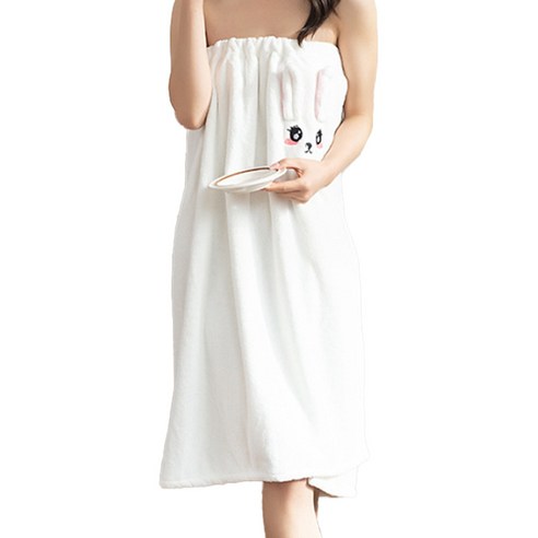 언헤브 토끼 포인트 샤워가운 ONE SIZE, 01 화이트, 1개