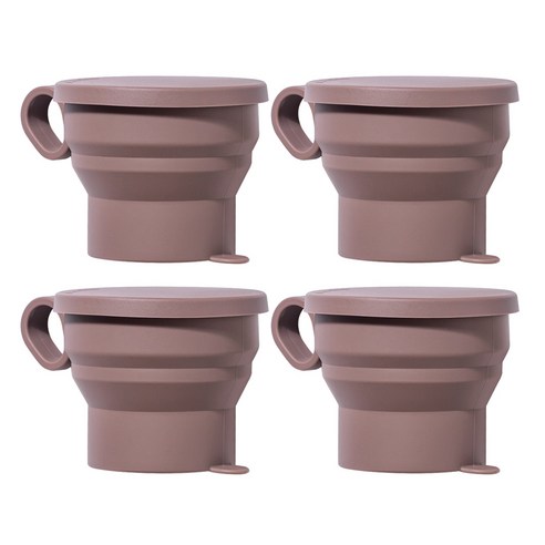 키친팩토리 파스텔 실리콘 접이식 손잡이 컵 190ml, 밀크코코아, 4개
