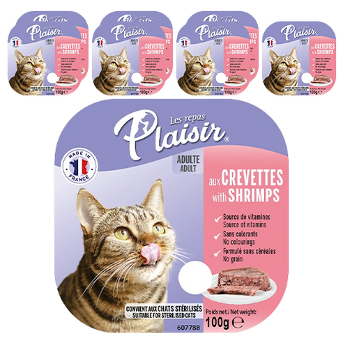 플레이저 고양이 전연령용 파테 습식사료, 새우, 100g, 8개