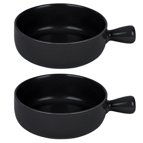 인블룸 세라믹 손잡이 오븐 전자레인지접시, 블랙, 2개