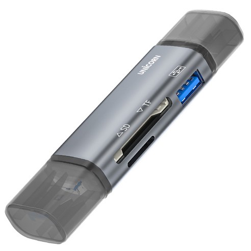 유니콘 OTG 멀티 카드리더기 A타입 C타입 IOS 8핀 USB3.1 포트지원, 그레이, XC-3000M, 1개