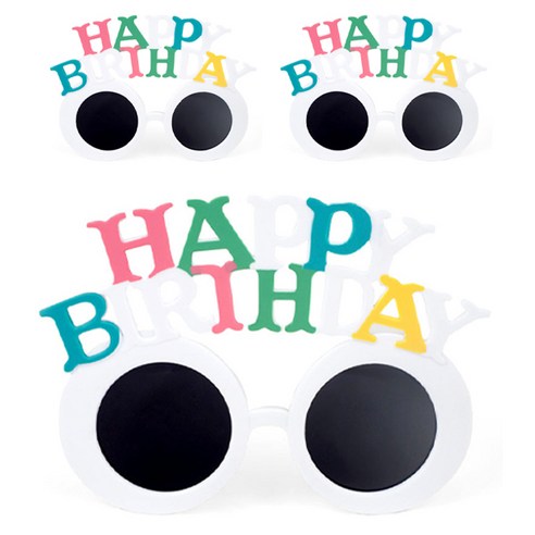 파티팡 동글이 2단 HAPPY BIRTHDAY 생일안경, 화이트, 3개