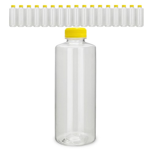 미르 투명 페트 프리미엄 옐로우캡 음료병, 900ml, 18개