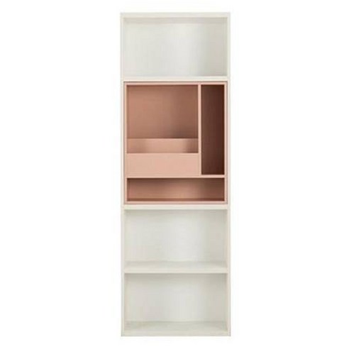 리바트 프레일 600 5단 수납형 책장 방문설치, 화이트(뒷판) + 핑크(인서트) + 화이트(바디)