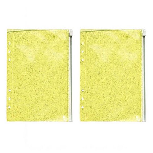 루카랩 6공 리필속지 글리터 PVC 지퍼백 옐로우, 1개입, 2개