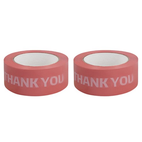 마켓감성 포장 데코 박스 테이프 45mm x 1m, 핑크블랙 THANK YOU, 2개