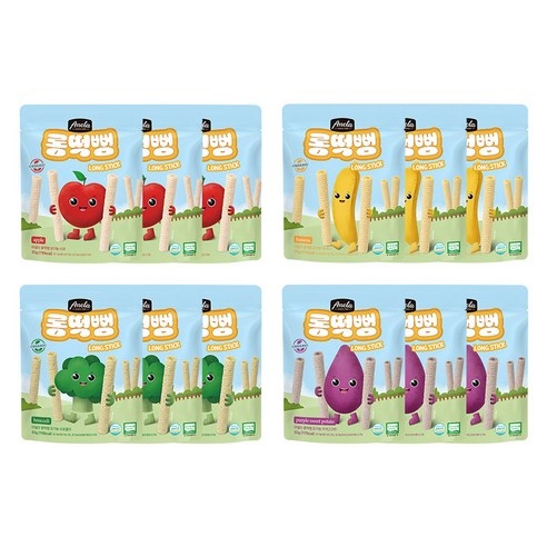 아넬라 유기농 롱떡뻥 롱스틱 4종 x 3p 세트, 1세트