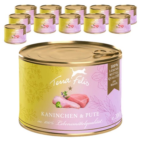 테라펠리스 전연령용 고양이 습식사료, 토끼 & 칠면조, 200g, 12개