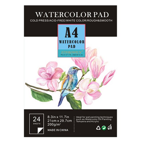 코히모 전문가용 수채화 제본 스케치북 4W265 200g, A4, 1개, A4, 24매