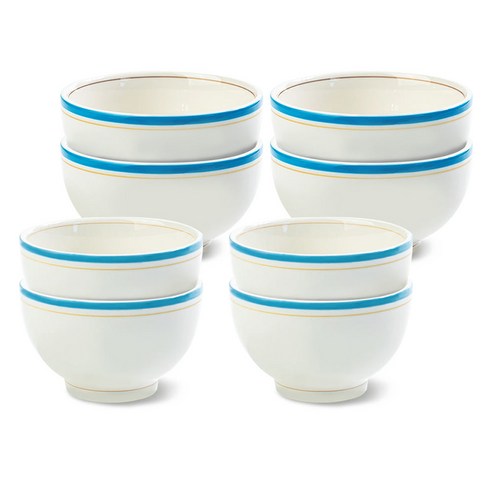 시라쿠스 메이플 공기 대접 세트, 코지블루, 4세트, 공기 4p + 대접 4p