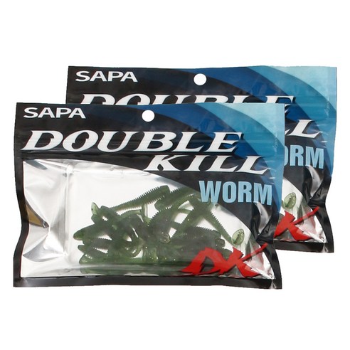 싸파 더블킬 미니 쉐드 웜 50mm, 다크그린(SDK-MSW-50DGR), 20g, 2개