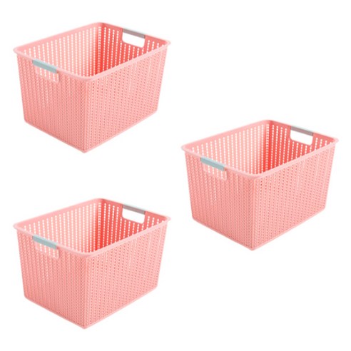 블럭마트 다용도 보관 바구니 27 x 19 x 14 cm, 핑크, 3개