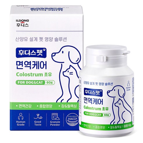 일동후디스 반려동물 후디스펫 면역케어 영양제 60g, 초유맛, 1개, 면역력 강화