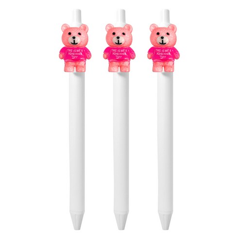 큐티파츠 젤펜 베어 0.5mm, 핑크, 3개