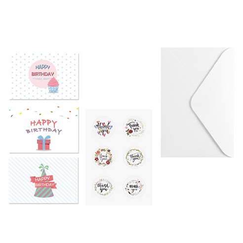 마켓감성 생일 초대장 인사말 카드, 타입1 랜덤스타일, 3개