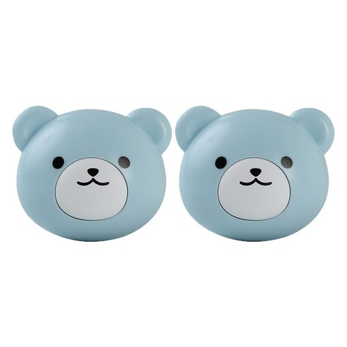 홈바내쓰 무타공 곰돌이 접착식 원터치 후크 걸이, 블루, 2개