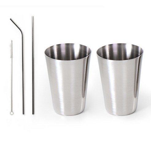 더나인 스텐304 텀블러 x 2p + 빨대 2종 + 청소솔 세트, 550ml, 1세트
