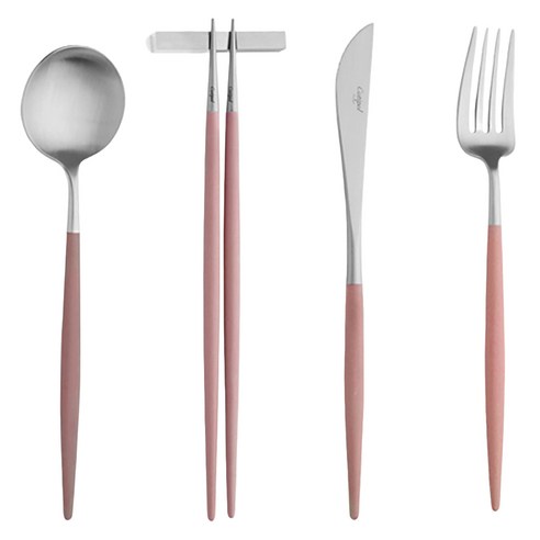 큐티폴 고아 디너 식기 4종 세트, 에스닉핑크, 숟가락 + 젓가락 + 디너포크 + 디너나이프, 1세트