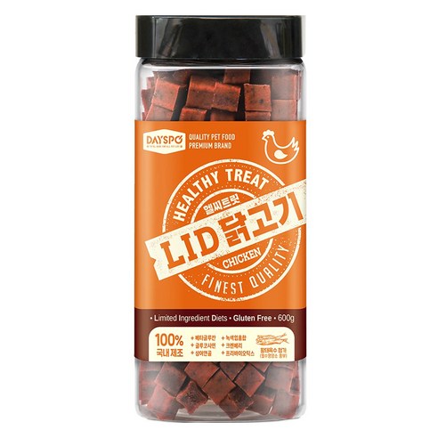 데이스포 강아지 헬시 트릿 LID 져키 간식, 치킨, 600g, 1개