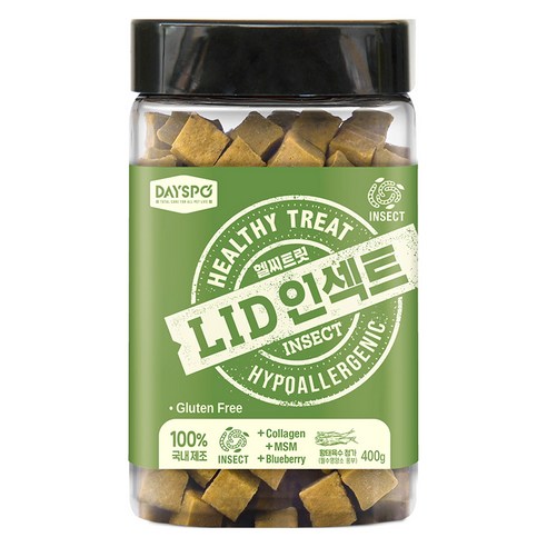 데이스포 강아지 헬시 트릿 LID 져키 간식, 인섹트, 400g, 1개