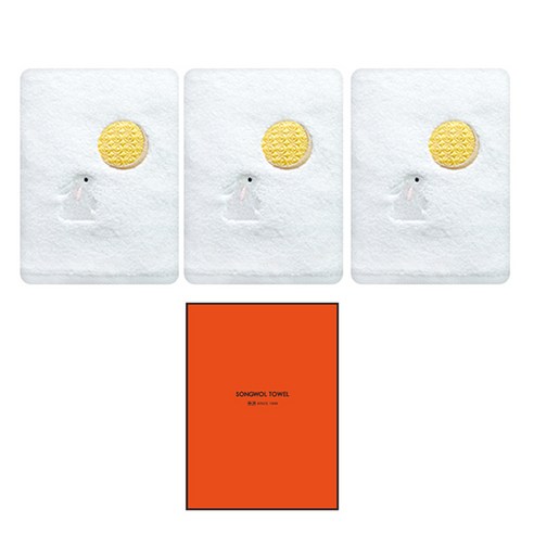 송월타월 달토끼 세면타올 130g 30수 면사 + 케이스 세트, 아이보리, 3세트