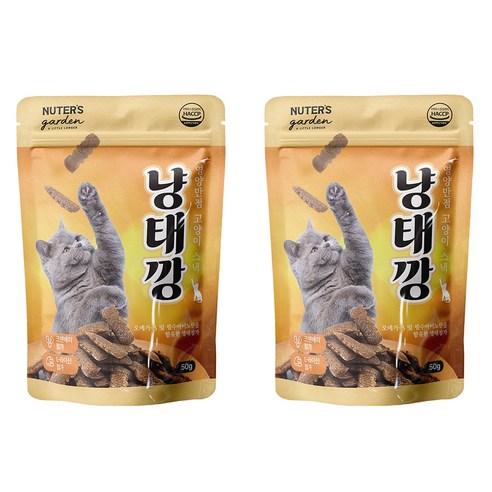 누터스가든 고양이 오메가3 냥태깡 간식, 혼합맛(황태/크랜베리), 50g, 2개