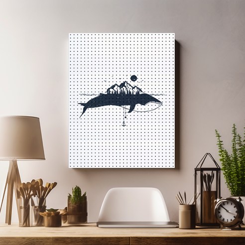 타공판닷컴 UV프린팅 타공판 고래 인테리어용품 600 x 800 mm, 혼합색상, 1개
