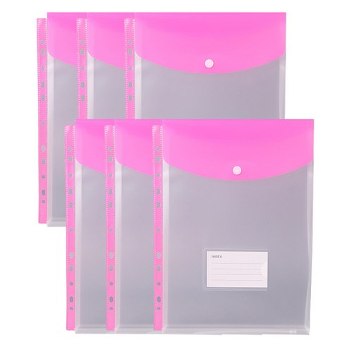 알로데 투명 A4 세로 서류 파일, TYPE02핑크, 6개