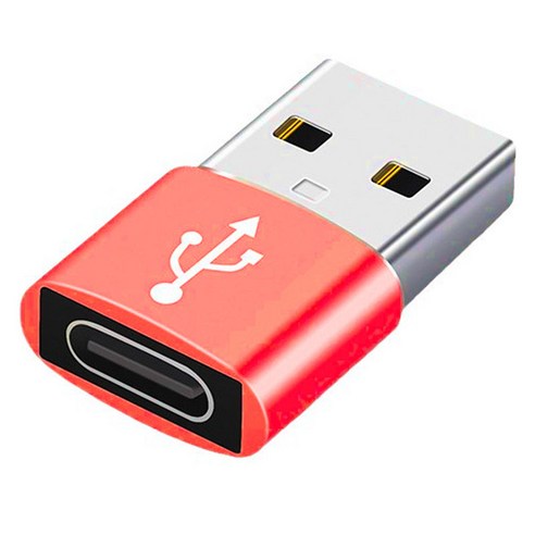 헨센 C타입 to USB 초미니 경량 변환 젠더, 레드, 1개