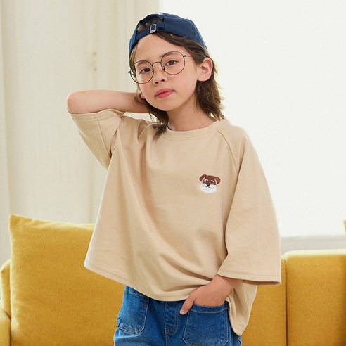 베베쥬 아동용 두들 애니멀 7부 소매 티셔츠
