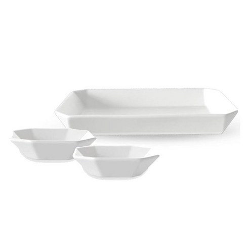 프렐류드 심플레 사각접시 대 + 찬기 소 2p 세트, 1세트, 사각접시 + 찬기 2p, 마시멜로