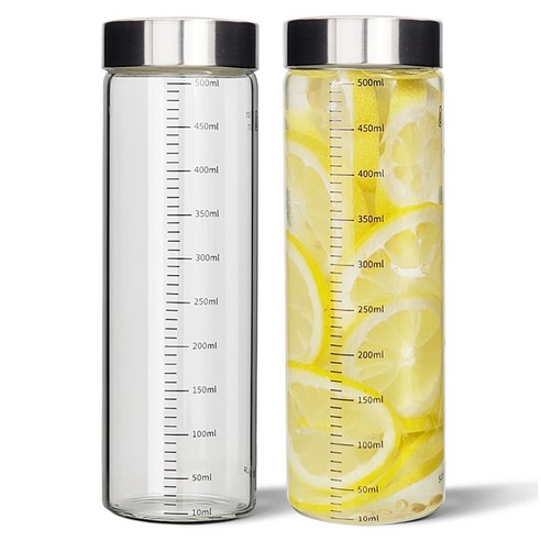 미르 내열유리 눈금 유리병, 500ml, 2개