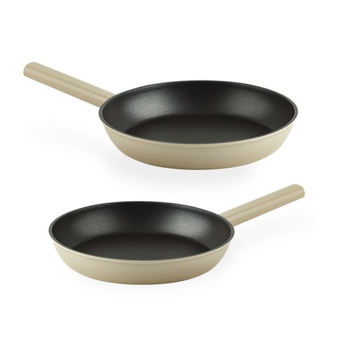 인터쿡 인덕션 센스 후라이팬 2종 세트, 베이지, 1세트, 24cm 후라이팬 + 20cm 후라이팬