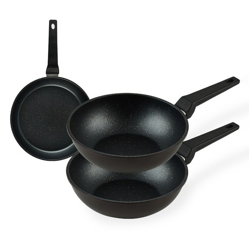 퀸센스 디너 후라이팬 3종 세트, 브라운, 후라이팬 24cm + 궁중팬 28cm x 2p, 1세트