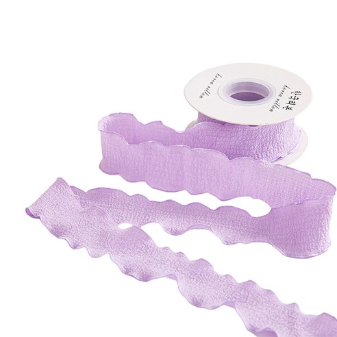 길그리 주름 선물 포장 리본끈 4cm, 10 라이트 퍼플, 1개, 9m