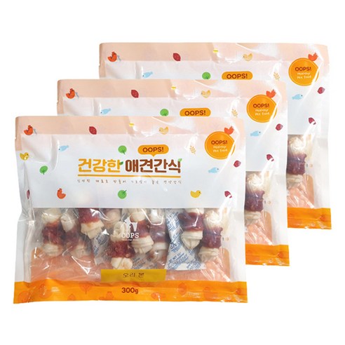 웁스 강아지 건강한 간식, 오리본, 300g, 3개