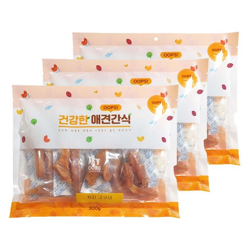 웁스 강아지 건강한 간식, 치킨고구마, 300g, 3개